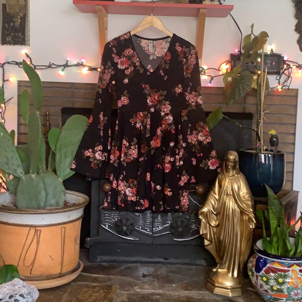 American Rag black floral dress